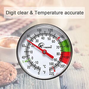 KT THERMO Instand Read 2-Inch Dial Thermometer,Best For The Coffee Drinks,Chocolate Milk Foam