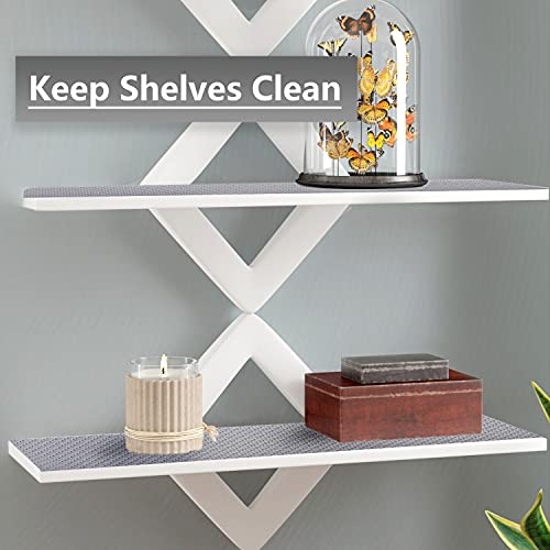 Shelf Liner 13.5 Inch x 20FT, Drawer Liner for Kitchen Cabinets Shelves Tabletops, Non-Adhesive Kitchen Shelf Liner Refrigerator Liners, Silver Grey