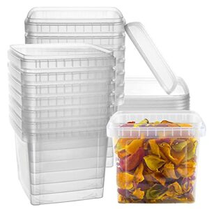 48-oz. square clear deli containers with lids | stackable, tamper-proof bpa-free food storage containers | recyclable space saver airtight container for kitchen storage, meal prep, take out | 20 pack
