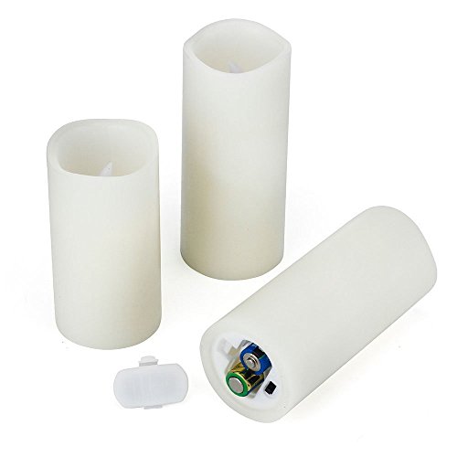 Flameless Flickering Battery Operated Candles 4" 5" 6" 7" 8" 9" Set of 9 Ivory Real Wax Pillar LED Candles with 10-Key Remote and Cycling 24 Hours Timer (Ivory 9 Pack)