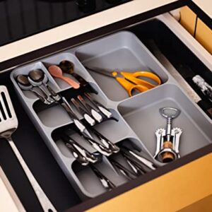 Joseph Joseph DrawerStore Kitchen Drawer Organizer Tray for Cutlery Utensils and Gadgets, Expandable, Gray