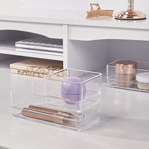 STORi SimpleSort 6-Piece Stackable Clear Drawer Organizer Set | Multi-size Trays | Small Makeup Vanity Storage Bins and Office Desk Drawer Dividers | Made in USA