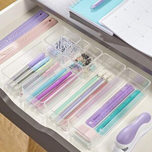 STORi SimpleSort 6-Piece Stackable Clear Drawer Organizer Set | Multi-size Trays | Small Makeup Vanity Storage Bins and Office Desk Drawer Dividers | Made in USA