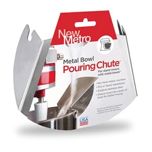 new metro design pc-10 pouring chute compatible with kitchenaid stand mixer with stainless steel bowl