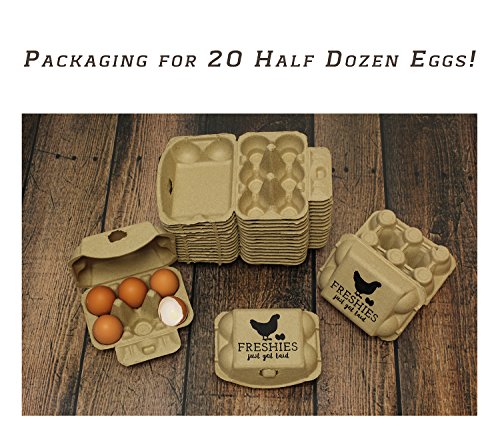 Rural365 Chicken Egg Cartons - Biodegradable Egg Carton 6 Cell Egg Holders, Farm Freshies Empty Egg Cartons, 20 Pack