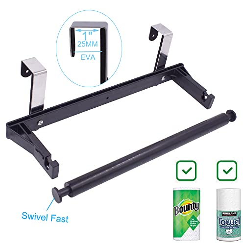 YYST Over Cabinet Door Paper Towel Holder Bar Dispenser for for Kitchen, Pantry, Mudroom, Fits Both Standard & Jumbo Rolls (Black, 1)