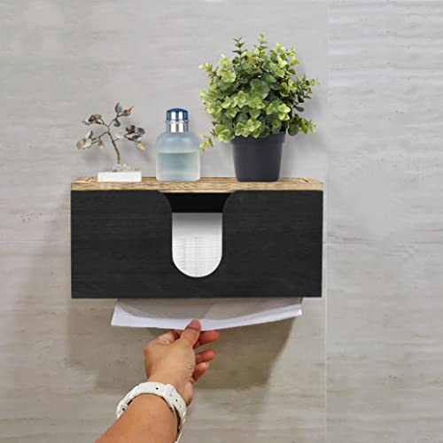 Solid Wood Paper Towel Dispenser Wall Mounted, Folded Paper Towel Holder with Lid, Commercial C-Fold, Z-Fold, Trifold Hand Paper Towel Holder Dispenser for Bathroom Kitchen Office