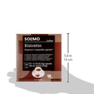 Amazon Brand - Solimo Ristretto Capsules 50 CT, Compatible with Nespresso Original Brewers