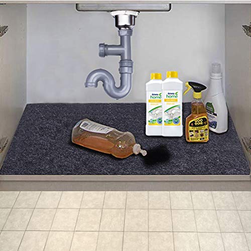 Under The Sink Mat,Kitchen Tray Drip,Cabinet Liner,Fabric Layer,Waterproof Layer,Reusable,Washable (36inches x 24inches)