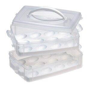 snapware snap ‘n stack portable storage carrier with lid for eggs, bpa-free egg holders, dessert carrier with stackable trays, microwave, freezer and dishwasher safe