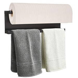 magnetic paper towel holder for refrigerator, kitchen towel holder rack magnetic paper towel bar multi function made of iron,used for kitchen,bathroom,toilet, drill free (black, medium)