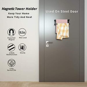Magnetic Paper Towel Holder for Refrigerator, Kitchen Towel Holder Rack Magnetic Paper Towel Bar Multi Function Made of Iron,Used for Kitchen,Bathroom,Toilet, Drill Free (Black, Medium)