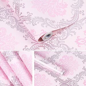 yifely vintage pink damask self-adhesive shelf drawer liner moisture proof pvc mat 45x300cm