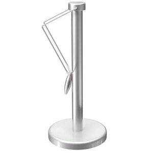 stainless steel paper towel holder, countertop paper towels stand with steel arm for kitchen dinning room – silver