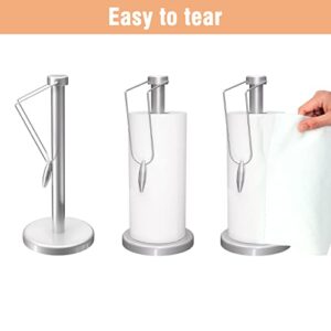 Stainless Steel Paper Towel Holder, Countertop Paper Towels Stand with Steel Arm for Kitchen Dinning Room - Silver