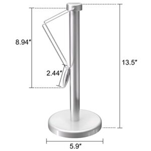 Stainless Steel Paper Towel Holder, Countertop Paper Towels Stand with Steel Arm for Kitchen Dinning Room - Silver