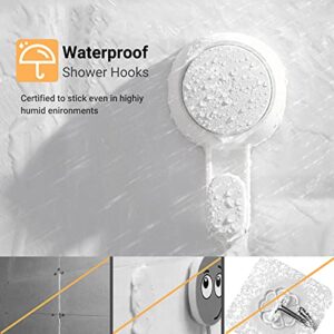 Marchpower Shower Suction Cup Hooks- 4 Pack Reusable Heavy Duty Vacuum Suction Hooks, Waterproof Bathroom Wall Bathtub Loofah Hooks, Strong Window Glass Wreath Hanger, Removable Kitchen Towel Holder