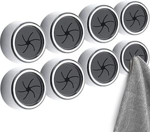 eiqer 8 pack kitchen towel holder, self adhesive wall dish towel hook, round wall mount towel holder for bathroom, kitchen and home, wall, cabinet, garage, no drilling required