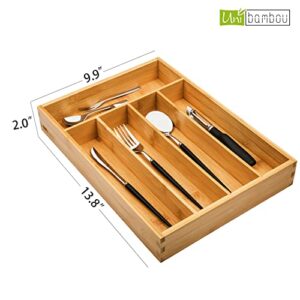 Unibambou Bamboo Utensil Drawer Organizer, Silverware Tray Organizer, Kitchen Drawer Organizer for Flatware Cutlery, Silverware Tray for Drawer (Natural)