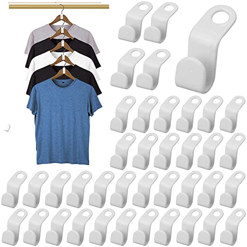 MNYBWZ 50PCS Hanger Hooks Clothes Connector Hooks Space Saving Cascading Hangers Closet Organizer (White)