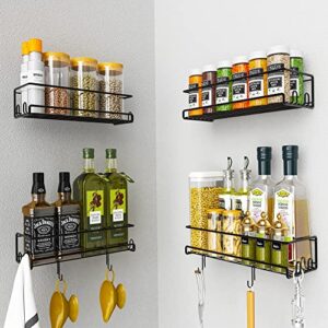 spice rack wall mount (4 pack) – hanging spice organizer – corner spice organizer – kitchen wall spice rack holder – screw or adhesive wall spice rack – for bathroom, cabinet, cupboard, or pantry door