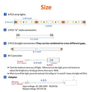 WOBANE Under Cabinet LED Lighting kit, 6 PCS LED Strip Lights with Remote Control Dimmer and Adapter, Dimmable for Kitchen Cabinet,Counter,Shelf,TV Back,Showcase 2700K Warm White,Bright 1500lm,Timing