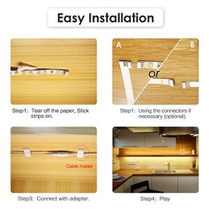 WOBANE Under Cabinet LED Lighting kit, 6 PCS LED Strip Lights with Remote Control Dimmer and Adapter, Dimmable for Kitchen Cabinet,Counter,Shelf,TV Back,Showcase 2700K Warm White,Bright 1500lm,Timing