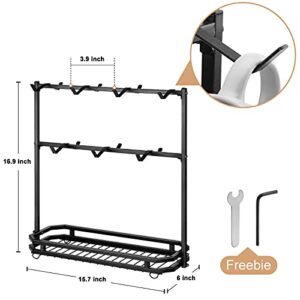 FANGSUN Large Coffee Mug Holder Stand Countertop, Mug Tree Rack for 14 Mugs, 2 Tier Counter Mug Display Storage, Metal Wire Tea Cup Holder for Coffee Station Kitchen Organizer, Not Included Mugs