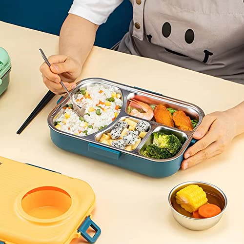 Siotenze Stainless Steel bento Lunch Box,3 Compartment Food Container,with Bowl, Water Fillable, BPA Free, Suitable for Camping, School, Office