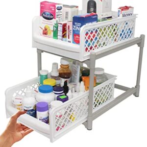 Skywin Drawer Storage 2 Tier Sliding Cabinet Pull Out Organizer | Bathroom Organizer | Under Sink Organizers and Storage | Cabinet Organizers and Storage