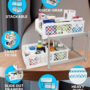 Skywin Drawer Storage 2 Tier Sliding Cabinet Pull Out Organizer | Bathroom Organizer | Under Sink Organizers and Storage | Cabinet Organizers and Storage