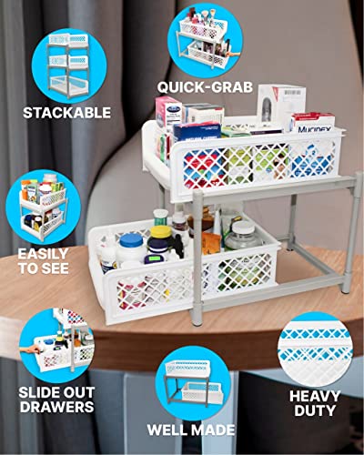 Skywin Drawer Storage 2 Tier Sliding Cabinet Pull Out Organizer | Bathroom Organizer | Under Sink Organizers and Storage | Cabinet Organizers and Storage