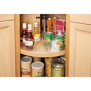 Oubonun Lazy Susan Organizers Set of 4, 10.2”x 9.4”x 4” Plastic Transparent Kitchen Cabinet Storage Bins with Handle, 4" Deep Container, 1/8 Wedge - Food Safe, BPA Free.