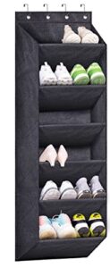 sleeping lamb shoe rack for door with large deep pocket, hanging shoe organizer for closet hanger, dorm and narrow door storage shoe holder, black