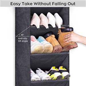 SLEEPING LAMB Shoe Rack for Door with Large Deep Pocket, Hanging Shoe Organizer for Closet Hanger, Dorm and Narrow Door Storage Shoe Holder, Black