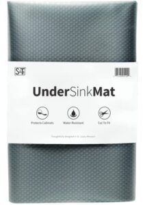 s&t inc. under sink mat, shelf liners for kitchen cabinets non adhesive, water resistant and plastic kitchen shelf liner, charcoal grey, 24 in. x 48 in