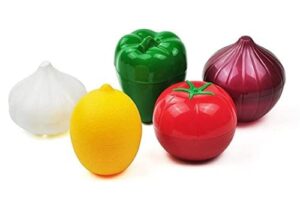 cc – dmhh & – cc onion storage, fruit container refrigerator, vegetable storage, onion, lemon, green pepper, tomato, garlic storage container, refrigerator preservation 5-piece set