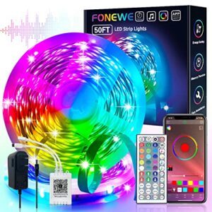 fonewe 50ft led lights for bedroom led strip lights led light strip with app led lights for home decoration