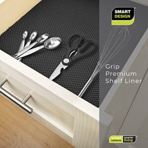 Smart Design Premium Grip Shelf Liner - 18 Inch x 8 Feet - Non Adhesive, Strong Grip Bottom, Easy Clean Kitchen Drawer, Cabinet, Cupboard Dresser Protector Cover, Non Slip Rubber Mat - Black