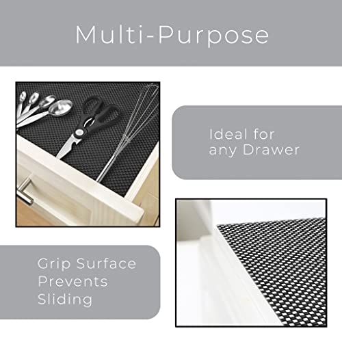 Smart Design Premium Grip Shelf Liner - 18 Inch x 8 Feet - Non Adhesive, Strong Grip Bottom, Easy Clean Kitchen Drawer, Cabinet, Cupboard Dresser Protector Cover, Non Slip Rubber Mat - Black