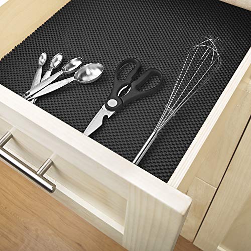 Smart Design Premium Grip Shelf Liner - 18 Inch x 8 Feet - Non Adhesive, Strong Grip Bottom, Easy Clean Kitchen Drawer, Cabinet, Cupboard Dresser Protector Cover, Non Slip Rubber Mat - Black