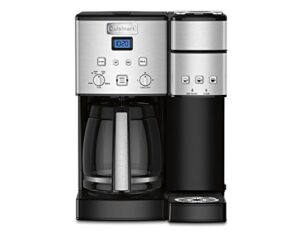 cuisinart single serve + 12 cup coffee maker, offers 3-sizes: 6-ounces, 8-ounces and 10-ounces, stainless steel, ss-15p1