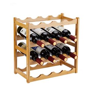 Homevany Bamboo Wine Rack, Sturdy and Durable Wine Storage Cabinet Shelf, Wine Racks Countertop for Pantry - 4 Tiers 16 Bottle Wine Rack