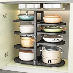 pots and pans organizer for cabinet, 8 tier snap-on and adjustable pan organizer rack for under cabinet, pot organizer for kitchen storage, pot lid organizer with panels (8 tier, round)