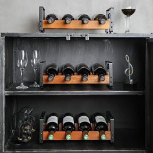 X-cosrack Rustic 3 Tier Stackable Wine Rack Freestanding 12 Bottles Organizer Holder Stand Countertop Liquor Storage Shelf Solid Wood & Iron 17" L x 7.2" W x 16.5" H-Patent Design