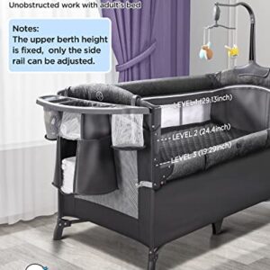 ADOVEL Baby Bassinet Bedside Crib, Pack and Play with Mattress, Diaper Changer and Playards from Newborn to Toddles