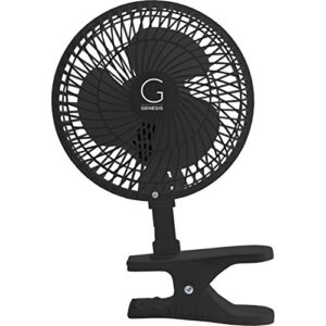 Genesis 6-Inch Clip Convertible Table-Top & Clip Fan Two Quiet Speeds - Ideal For The Home, Office, Dorm, More Black (A1CLIPFANBLACK)