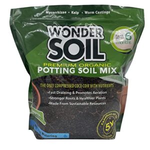 wonder soil organic potting soil | ready to plant coco coir fully loaded with nutrients | 3 lbs bag expands to 12 quarts of indoor outdoor soil for gardens & plants | incl worm castings, perlite