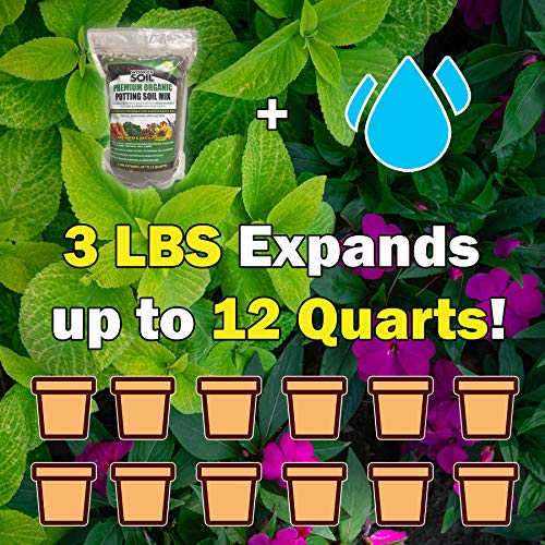 WONDER SOIL Organic Potting Soil | Ready to Plant Coco Coir Fully Loaded with Nutrients | 3 LBS Bag Expands to 12 Quarts of Indoor Outdoor Soil for Gardens & Plants | Incl Worm Castings, Perlite