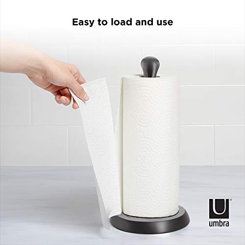 Umbra Tug One-Handed Tear Modern Paper Towel Holder, Black